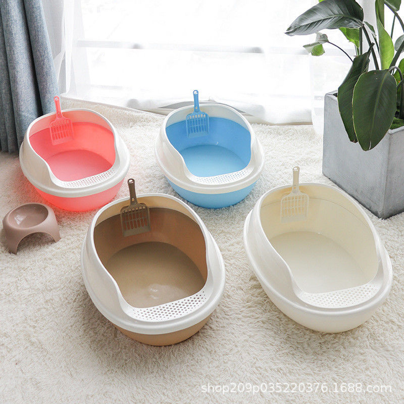 Hoge zijkant PP plastic kattenwc grote anti-spatten open bovenste kattenbak voor binnenshuis