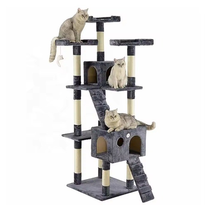 ODM Designs Luxe Natuurhout Huisdierenmeubelen Grote Klimkattenboom Voor Houten Grote Katten Twee Kleuren Sisal touw