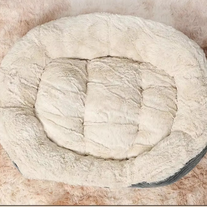 Blijf warm in de winter met ovale hond kat huisdier bed in solide patroon en winter warm kussen
