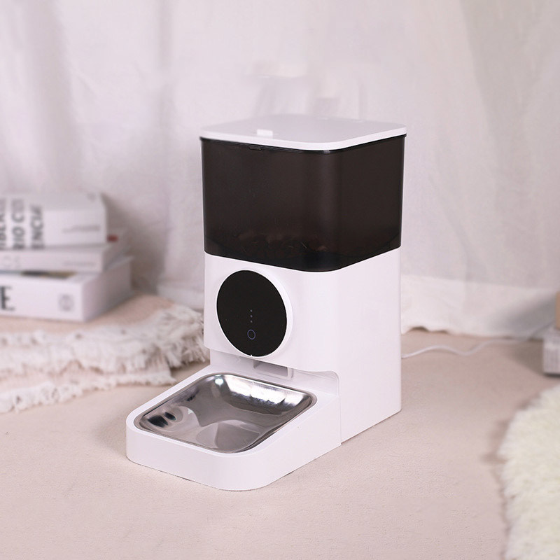 Witte ABS-materiaal 4L kattenvoedingsdispenser met sluitluik en getimed voederbesturing