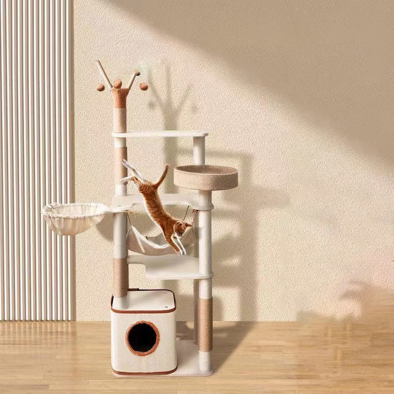Function Fun Play 143cm klassieke kattenboom met dubbele appartementen en Sisal Cat Scratching Post