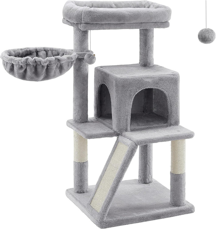Voordelen van hout Modern Cat Sisal Scratcher met Soft Perch en Multi-Level Cat Tower