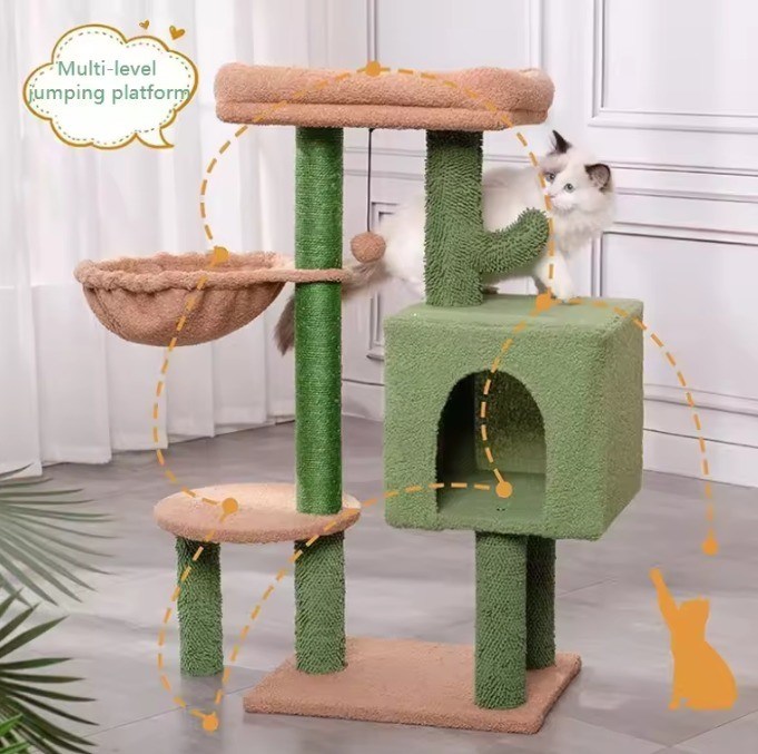 Huiskrassen voor katten Kleine groene kattenboom Cactus Kattenkrassen voor binnenkatten