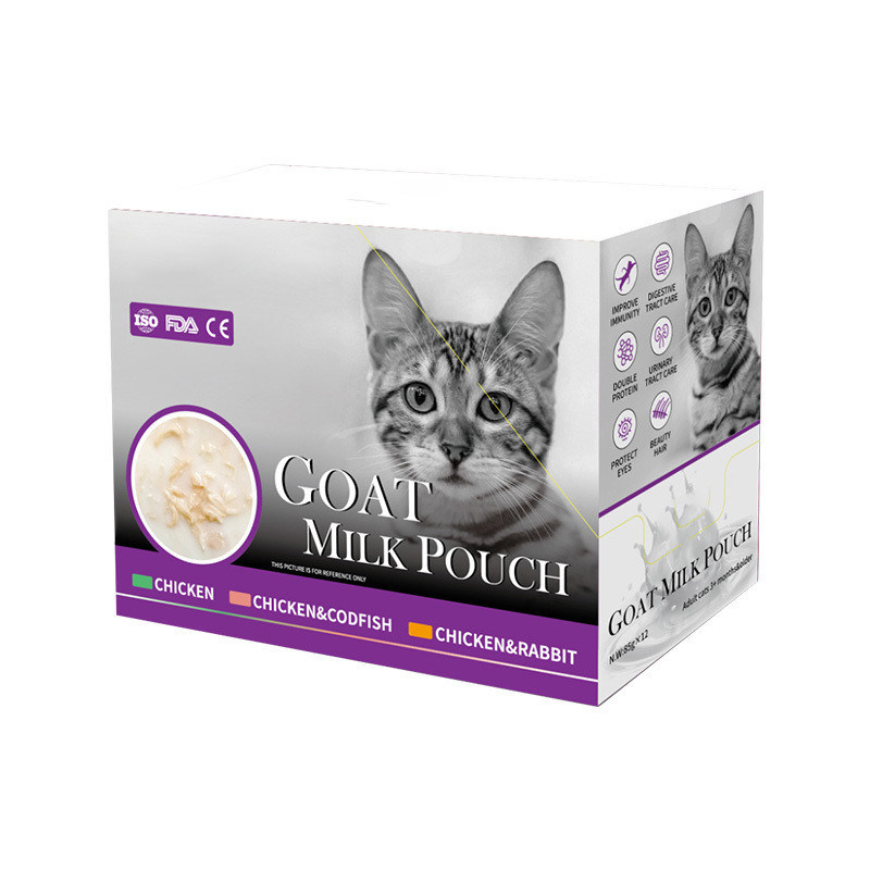 Katten Snacks Kip Konijn Kabeljauw Honden Lekkerheden Geitenmelk Poederzak Katten Vochtvoervoerder